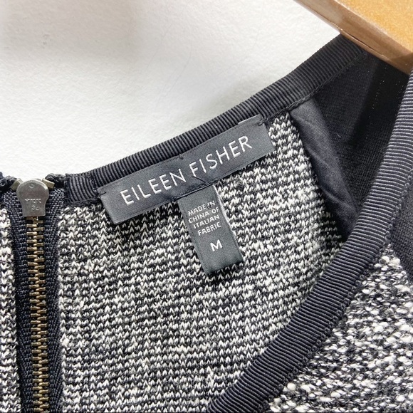 Eileen Fisher Tweed Contrast Sheath Dress Sz M - Picture 5 of 7